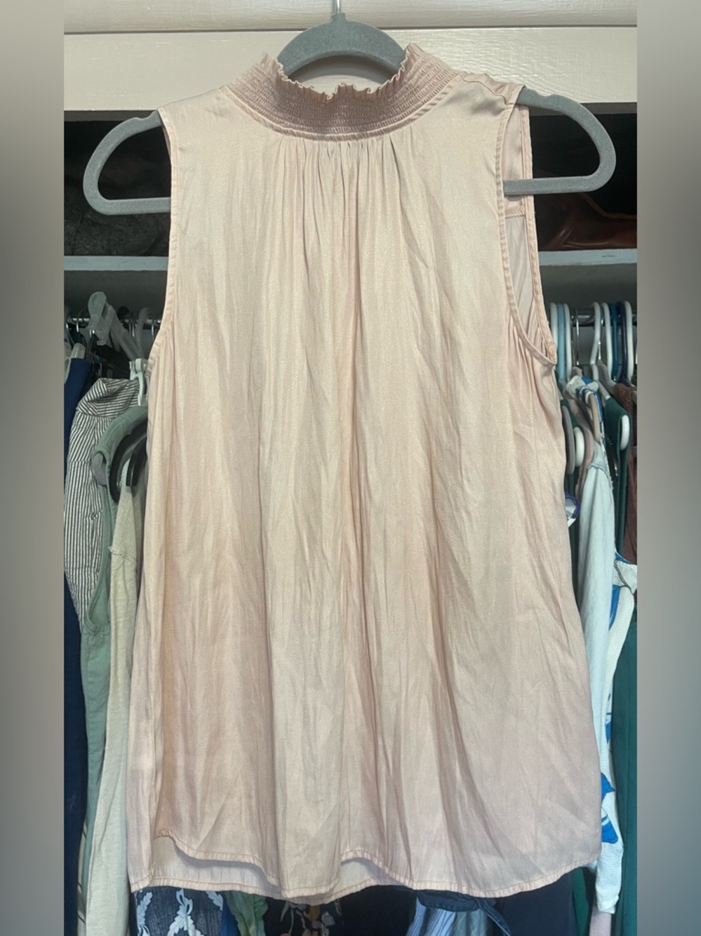 LOFT Blush Pink Sleeveless Mock Ruffle Neck Camisole